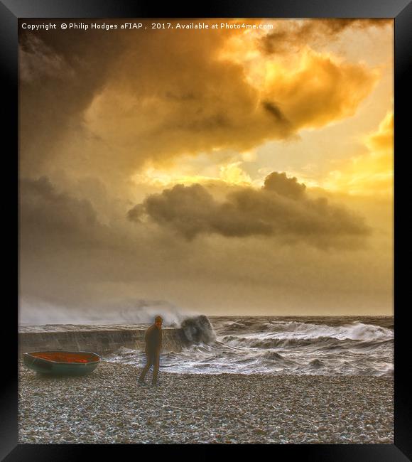 Hurricane Brian in Lyme Bay Framed Print by Philip Hodges aFIAP ,