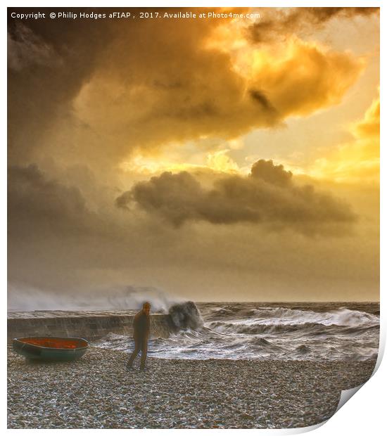 Hurricane Brian in Lyme Bay Print by Philip Hodges aFIAP ,