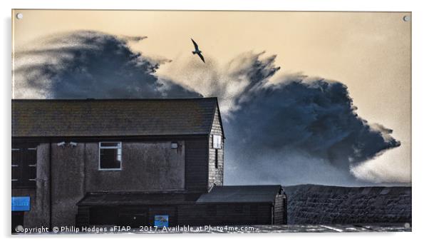 Hurricane Brian Hits The Cob Acrylic by Philip Hodges aFIAP ,
