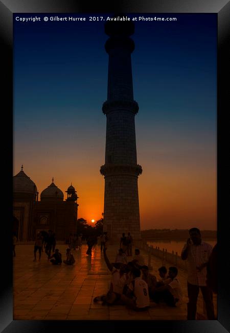 Love's Tribute: Taj Mahal at Twilight Framed Print by Gilbert Hurree