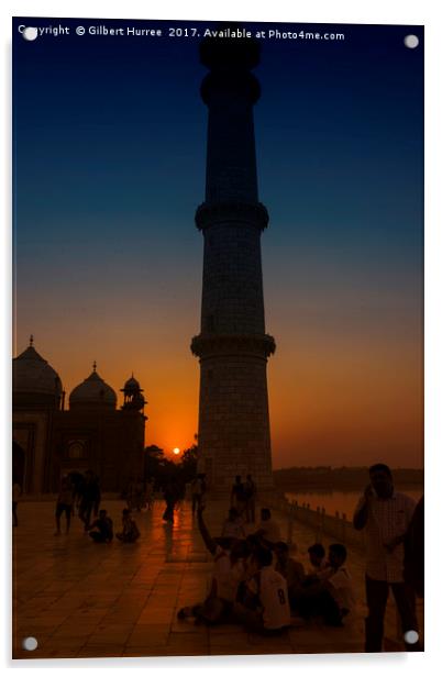 Love's Tribute: Taj Mahal at Twilight Acrylic by Gilbert Hurree
