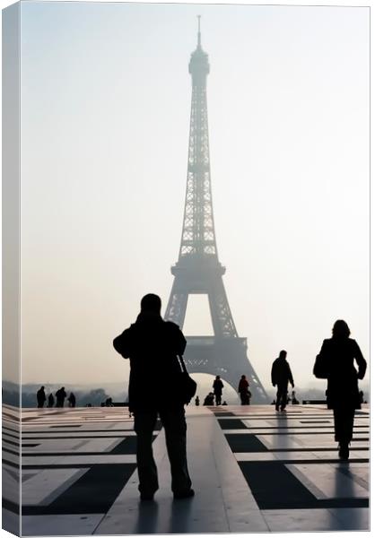 Silhouettes and Eiffel Tower Canvas Print by Luc Novovitch
