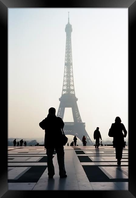 Silhouettes and Eiffel Tower Framed Print by Luc Novovitch