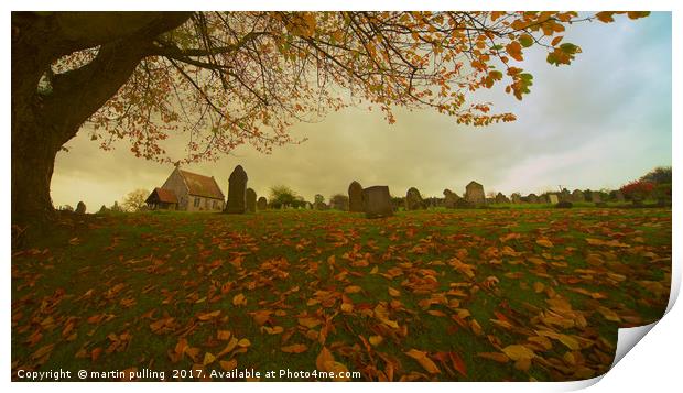 Autumn in the Graveyard Print by martin pulling