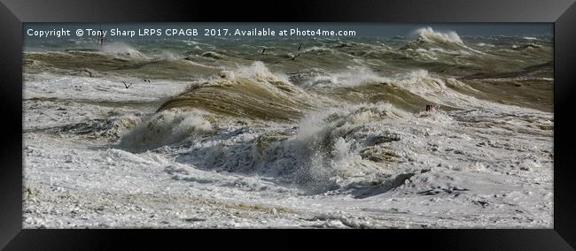 'STORM BRIAN' - 21 OCTOBER 2017 (HASTINGS COAST)  Framed Print by Tony Sharp LRPS CPAGB