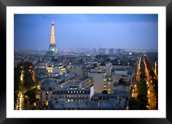 Eiffel Tower at Dusk Framed Mounted Print by Luc Novovitch