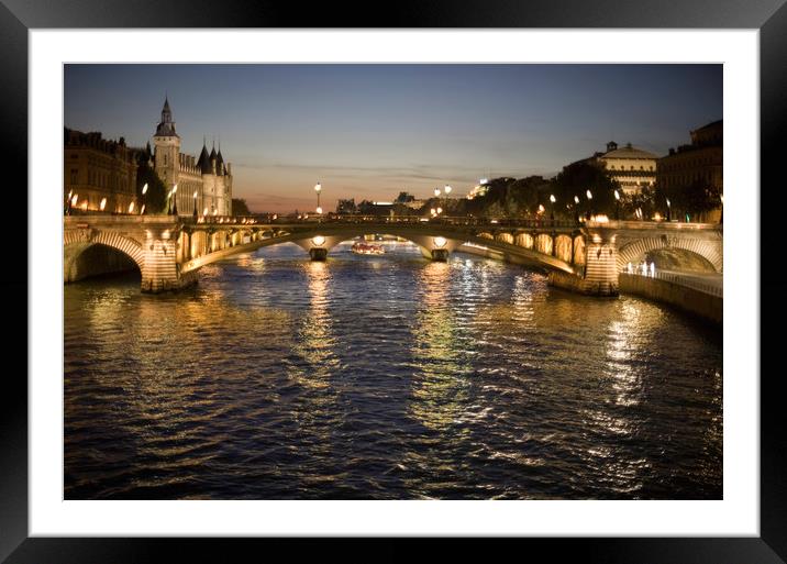 La Conciergerie and Seine River at Dusk Framed Mounted Print by Luc Novovitch
