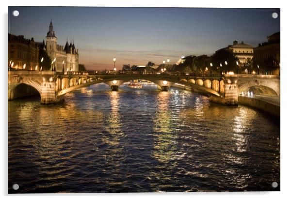 La Conciergerie and Seine River at Dusk Acrylic by Luc Novovitch