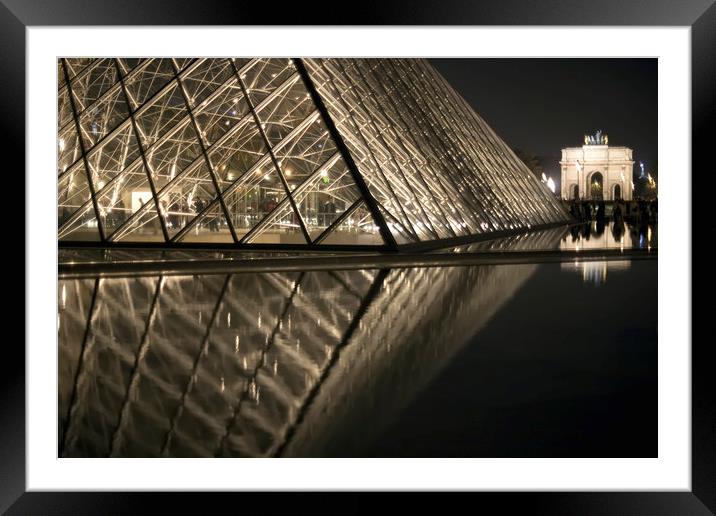 The Louvre Pyramid at Night Framed Mounted Print by Luc Novovitch