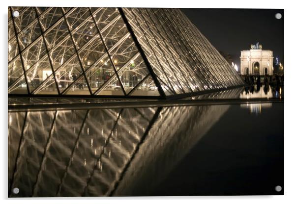 The Louvre Pyramid at Night Acrylic by Luc Novovitch