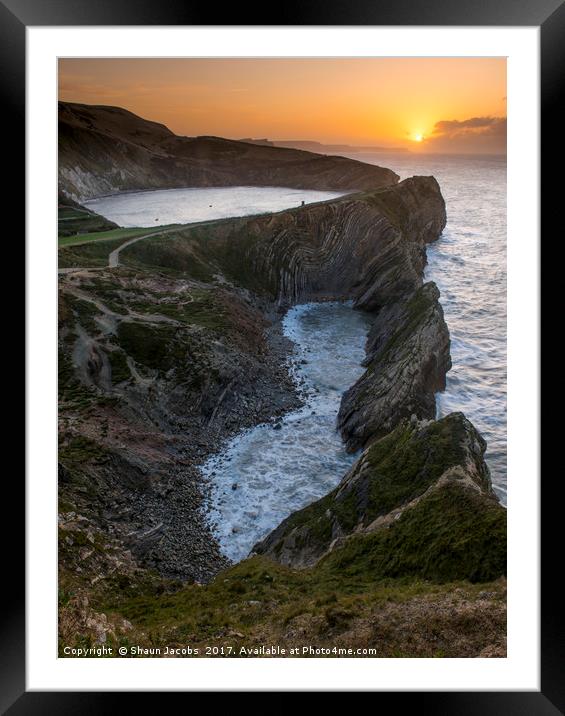Stair Hole sunrise  Framed Mounted Print by Shaun Jacobs