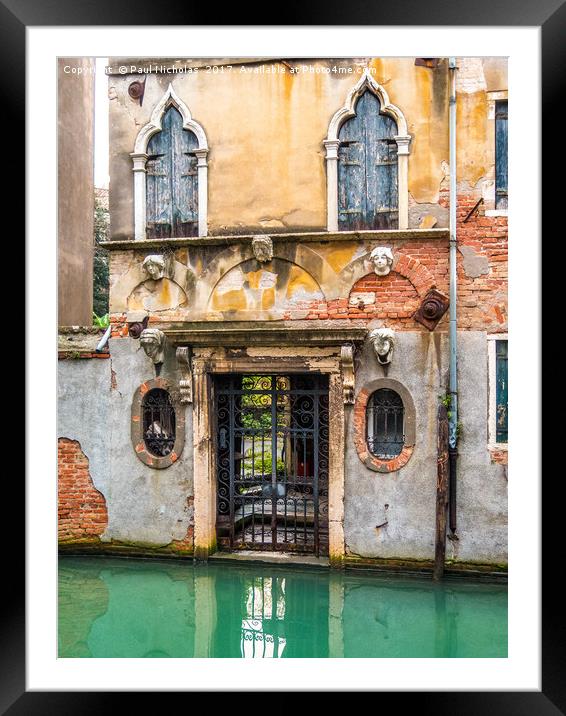 Back street canal in venice Framed Mounted Print by Paul Nicholas