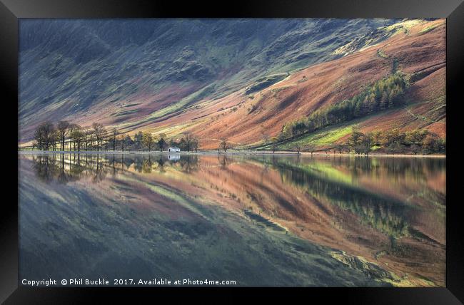 Char Hut Reflections Buttermere Framed Print by Phil Buckle