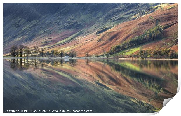 Char Hut Reflections Buttermere Print by Phil Buckle