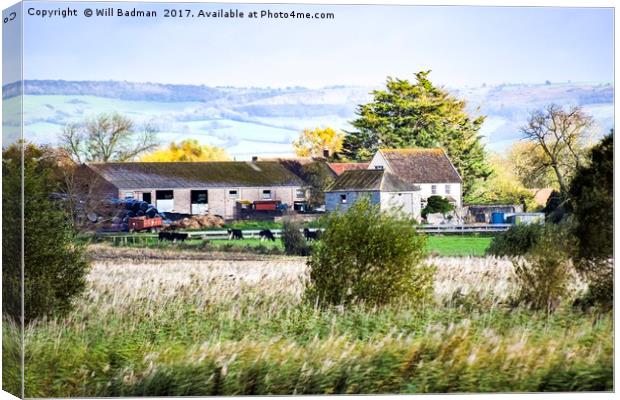 A farm with the Mendip Hills in the background Canvas Print by Will Badman