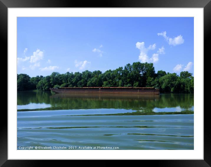 Rusty barge on the River Danube Framed Mounted Print by Elizabeth Chisholm