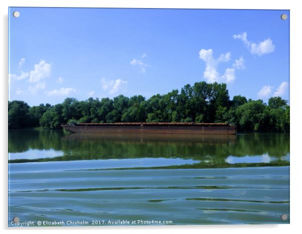 Rusty barge on the River Danube Acrylic by Elizabeth Chisholm