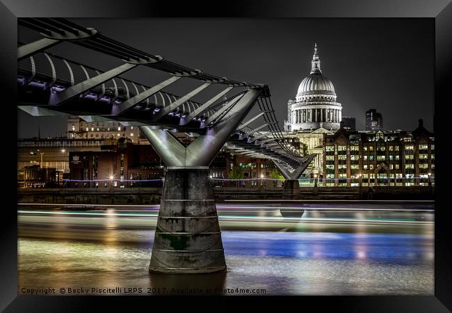 Millennium Bridge and St Paul’s  Framed Print by Becky Piscitelli