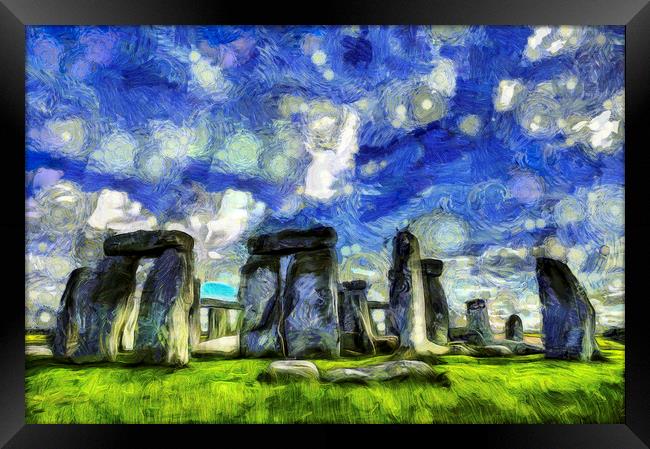 Stonehenge Vincent Van Gogh Framed Print by David Pyatt