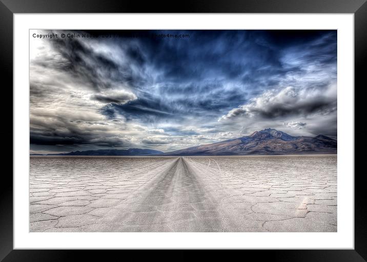 Jeep tracks in the Salar de Uyuni, Bolivia Framed Mounted Print by Colin Woods