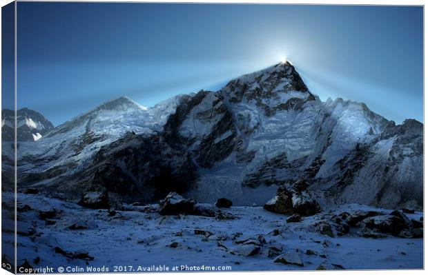 Mount Everest Sunsrise Canvas Print by Colin Woods