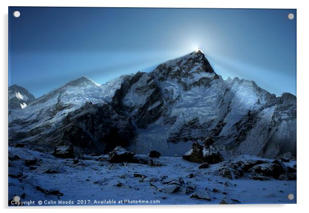 Mount Everest Sunsrise Acrylic by Colin Woods