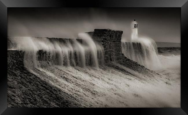 Hurricane Ophelia at Porthcawl Framed Print by Leighton Collins