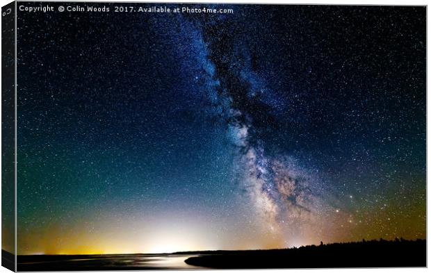 Milky Way over Kellys Beach, New Brunswick, Canada Canvas Print by Colin Woods