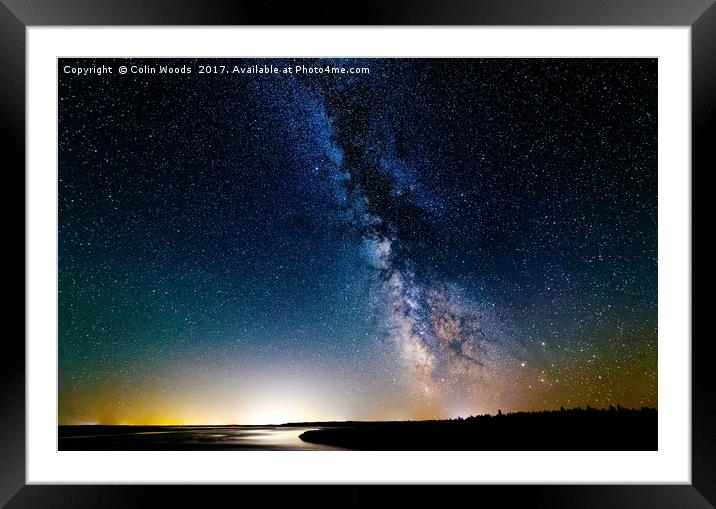 Milky Way over Kellys Beach, New Brunswick, Canada Framed Mounted Print by Colin Woods