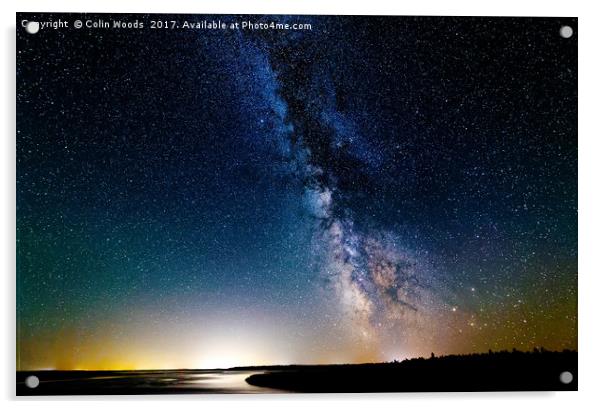 Milky Way over Kellys Beach, New Brunswick, Canada Acrylic by Colin Woods