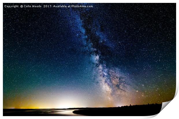 Milky Way over Kellys Beach, New Brunswick, Canada Print by Colin Woods