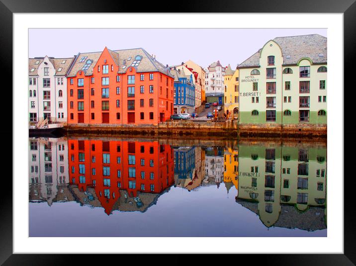 Alesund waterfront, Norway Framed Mounted Print by Hazel Wright