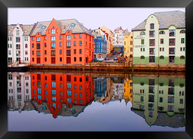 Alesund waterfront, Norway Framed Print by Hazel Wright