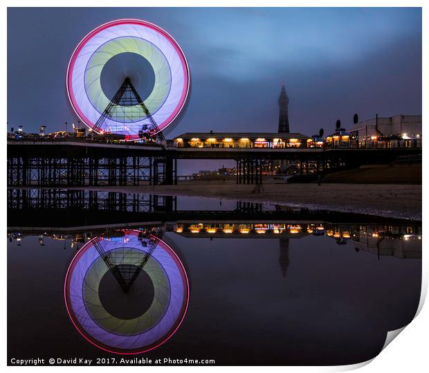 Reflections Central Pier Blackpool Print by David Kay