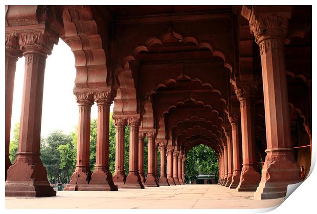 Engrailed Arches, Red Fort, New Delhi Print by Aidan Moran