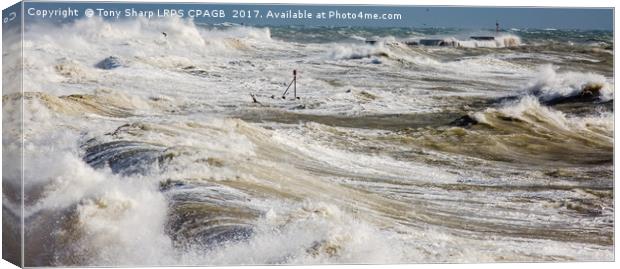 STORM BRIAN -  OCTOBER 2017 (HASTINGS' COAST) Canvas Print by Tony Sharp LRPS CPAGB
