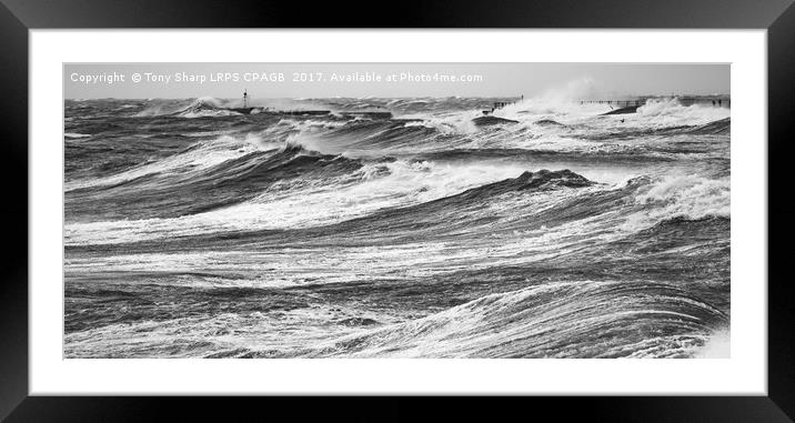STORM BRIAN -  OCTOBER 2017 (HASTINGS' COAST) MONO Framed Mounted Print by Tony Sharp LRPS CPAGB