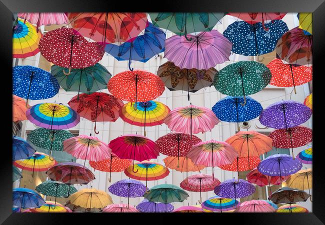 Umbrella Skies Framed Print by benny hawes