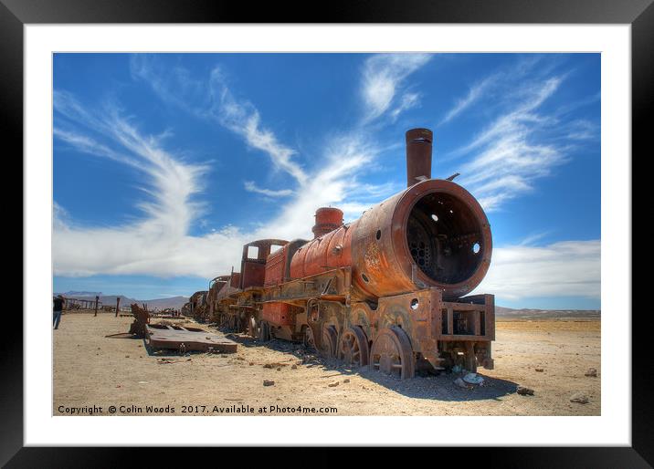 The train graveyard at Uyuni, Bolivia Framed Mounted Print by Colin Woods