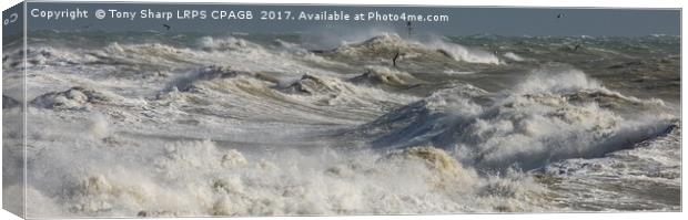 STORM BRIAN -  21 OCTOBER 2017 (HASTINGS' COAST) Canvas Print by Tony Sharp LRPS CPAGB