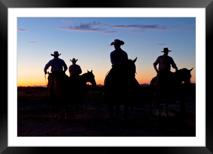 Cowboys at sunrise Framed Mounted Print by Luc Novovitch