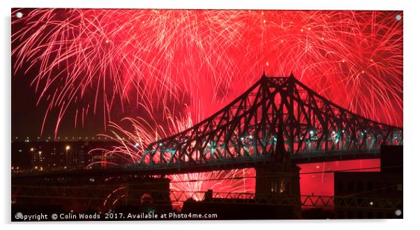 Fireworks and the Jacques Cartier Bridge, Montreal Acrylic by Colin Woods