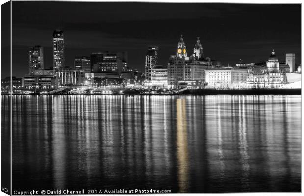 Liverpool Waterfront Selective Colour  Canvas Print by David Chennell
