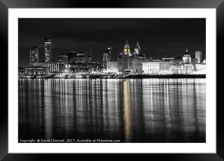 Liverpool Waterfront Selective Colour  Framed Mounted Print by David Chennell