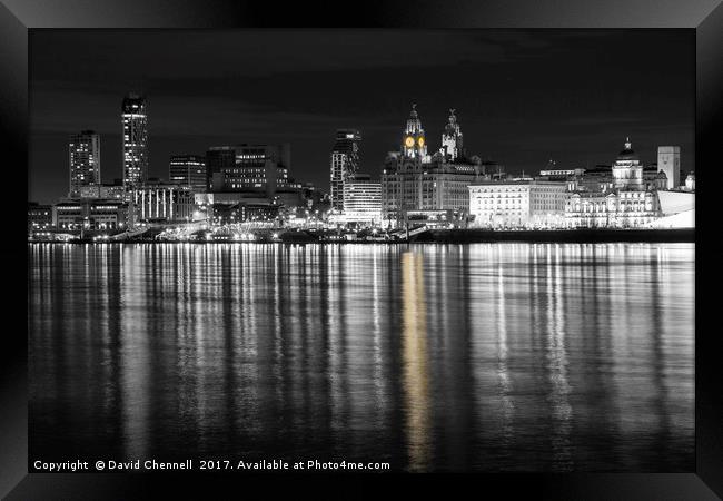 Liverpool Waterfront Selective Colour  Framed Print by David Chennell