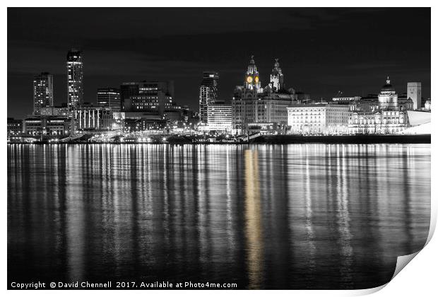 Liverpool Waterfront Selective Colour  Print by David Chennell