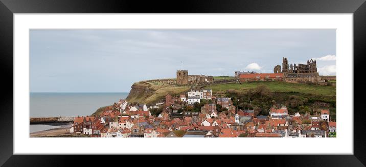 Whitby town viewed from harbour Framed Mounted Print by Janet Mann
