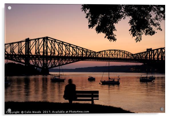 Watching the Sunset on the Pont du Quebec Acrylic by Colin Woods