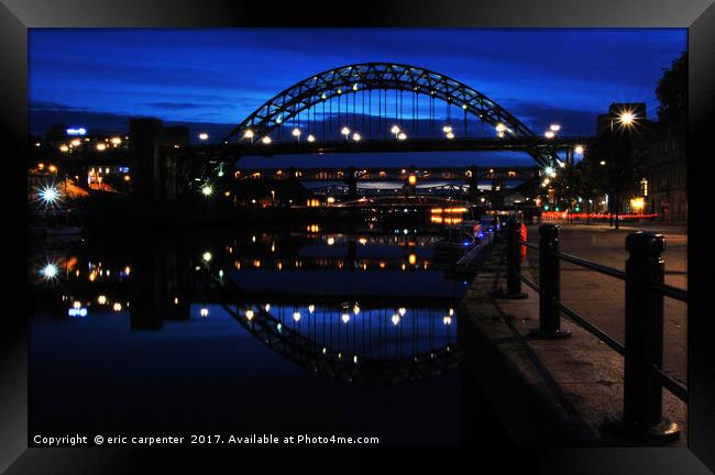 Tyne bridge night.   Framed Print by eric carpenter