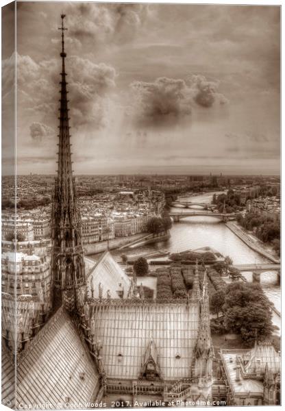 Paris View from Notre Dame Canvas Print by Colin Woods